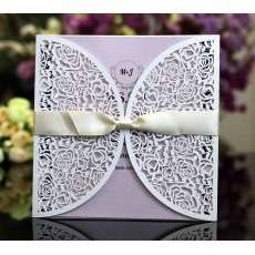 Latest Invitation Card Laser Cut Paper Square Wedding Card White Greeting Card